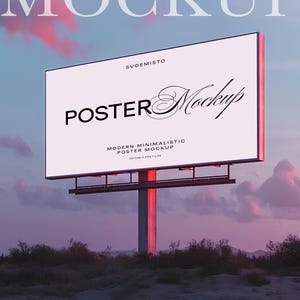 Billboard Ad Poster Mockup – PSD Template for Billboard Display, Poster Showcase, Advertising Mockup, Lifestyle Design Mockup