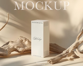 Maquetas de cajas de cosméticos, maquetas de cajas de envío, maquetas de cajas de cartón, maquetas de cajas cuadradas de color crema, maquetas de cajas, maquetas de IA