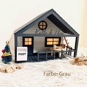 Maison de gnome enfichable – peut être montée/démontée étape par étape, y compris la lumière et la boîte aux lettres – décoration de Noël, porte de gnome, Avent, maison miniature