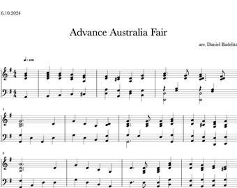Advance Australia Fair - Australian Anthem | Intermediate Arrangement Piano Keyboard Sheet Music | G Major | Download Printable PDF | 1 Page