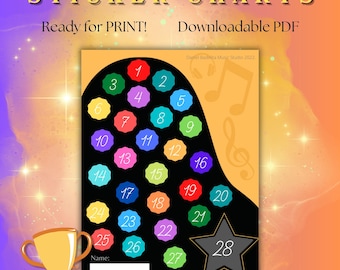 Printable Music Sticker Reward Chart | 30 Days Snake Piano Practice ...