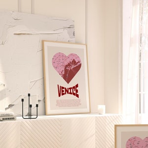 Personalisierbare Venedig Herzkarte Poster - Romantische Wandkunst für Paare & Reiseliebhaber