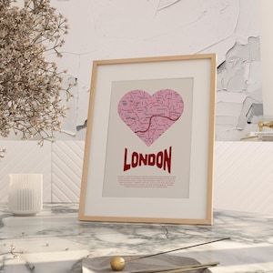 Personalisierbares London Heart Map Poster - romantischer Digitaldruck, Valentinstag Geschenk, London Home Decor