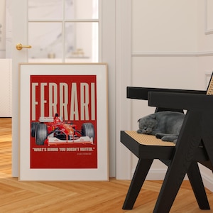 Ferrari F1 Poster – Enzo Ferrari Quote, Motivational Racing Wall Art, Formula 1 Print for Car Enthusiasts