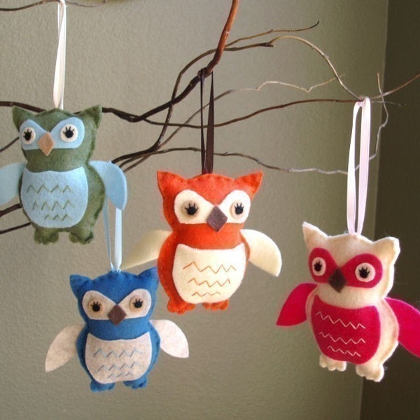 Adopt a Friendly Owl or Tree - Felt Plush Softie or Hanging Ornament (Custom Colors Available)