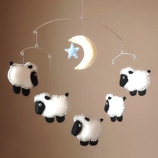 Counting Sheep Musical Baby Mobile - Custom Fleece Colors Available