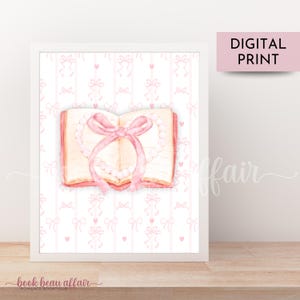 Coquette Book Print: Pink Bow & Pearl Decor (Digital Download)