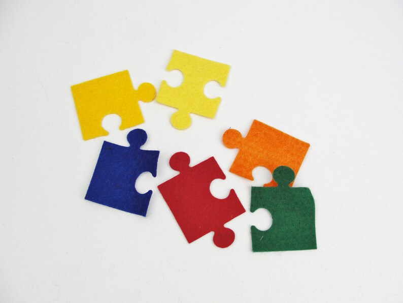 Felt jigsaw puzzle piece cutouts set of 6 pieces Etsy