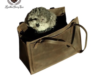 Bolsa de transporte para mascotas de cuero hecha a mano: bolsa de viaje aprobada por aerolíneas