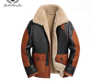 Men's Aviator B3 Shearling Leather Jacket: Fur Lined Bomber