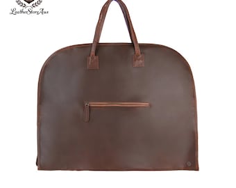 Personalized Full Grain Leather Suit Carrier: Travel Garment Bag