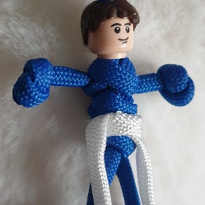 Judo, Karate and martial arts mini figure keyring.Blue gui.