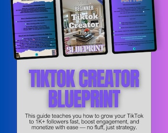 TikTok Creator Blueprint | PLR + MRR | Beginner’s Guide to TikTok Growth & Monetization | Editable Canva eBook | Digital Download | Go Viral
