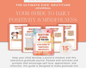 Printable Kids Gratitude Journal | Fun Workbook for Mindfulness and Positivity | Digital Download for Self-Love and Confidence| Thanksgiving