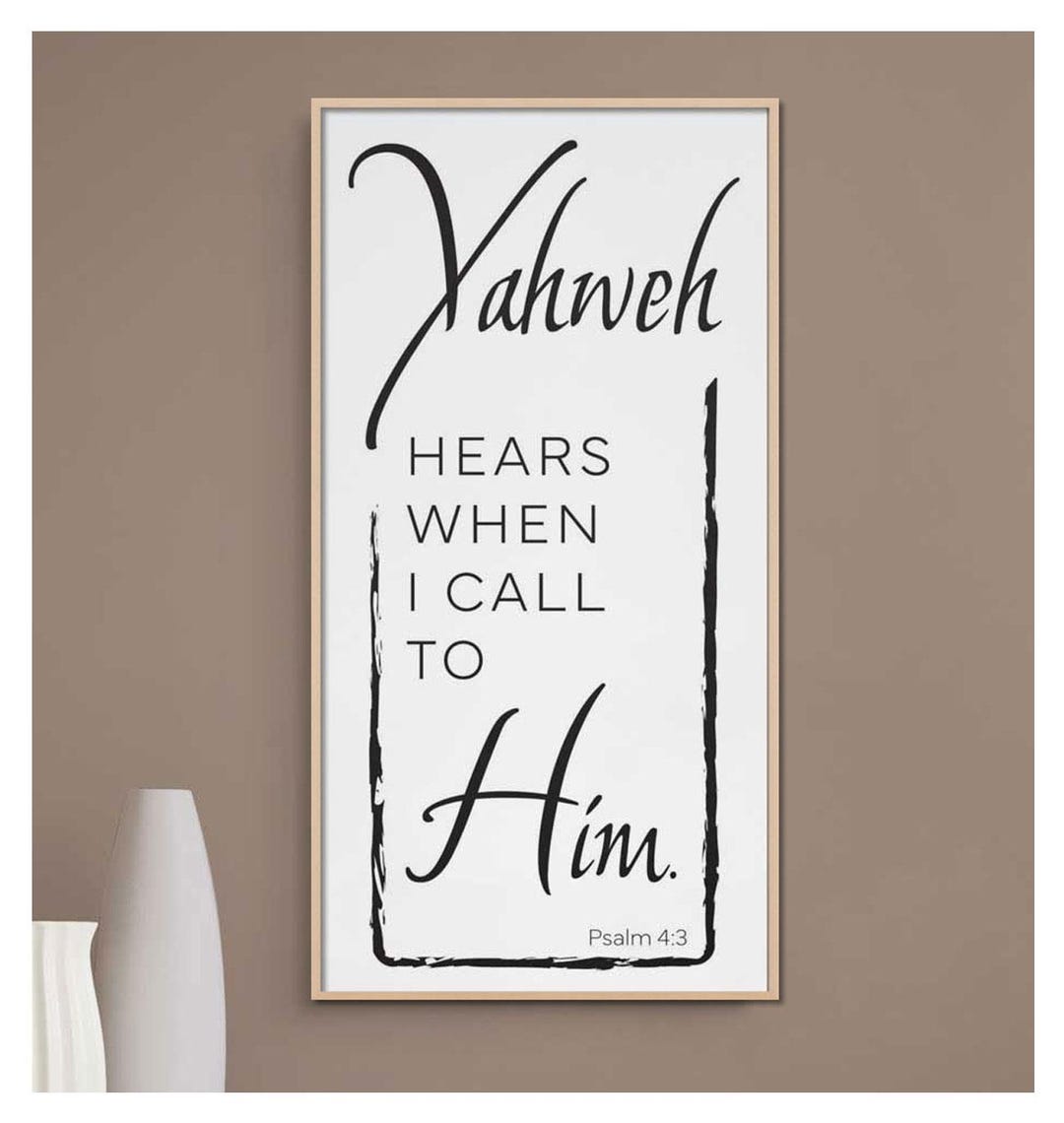Yhwh Scriptures Modern Scripture Wall Art | Yahweh Hears When I Call to Him | Framed ...