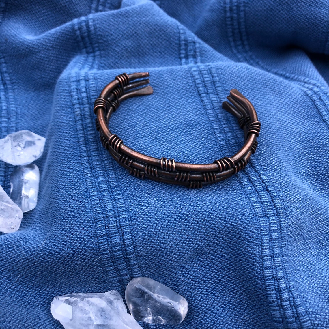 Woven Copper Wire Cuff Bracelet Etsy