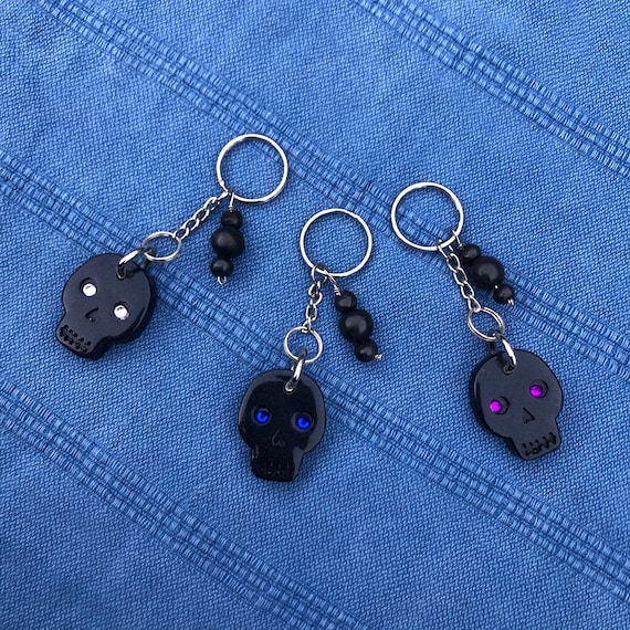 Dark Shimmer Skull Keychain Etsy