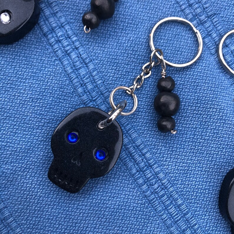 Dark Shimmer Skull Keychain Etsy