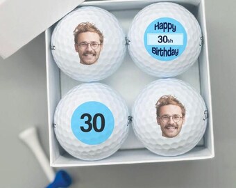 Personalised Photo Golf Balls x 4 - With Gift Box - Birthday Christmas Anniversary