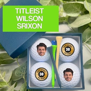 Personalised Photo Golf Balls x 4 - With Gift Box & Tee&#39;s  - Birthday 18th 21st 30th 40th 50th 60th 70th 80th 90th 100th
