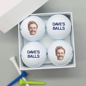4 pelotas de golf personalizadas con foto - Con caja de regalo - Cumpleaños, Navidad y aniversario