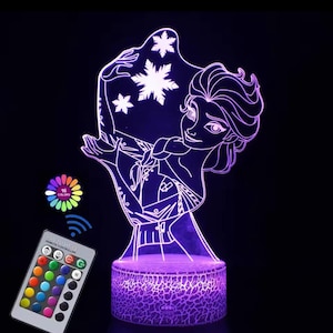 Frozen Elsa 3D LED Night Light: 16-Color Touch Control Desk Lamp
