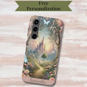 Fairy Tale Castle Phone Case: Magical Flower Butterfly Fantasy