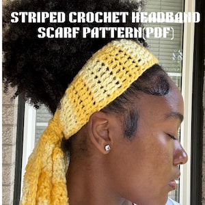 Modèle d'écharpe bandeau rayé au crochet • Adapté aux débutants (téléchargement PDF)