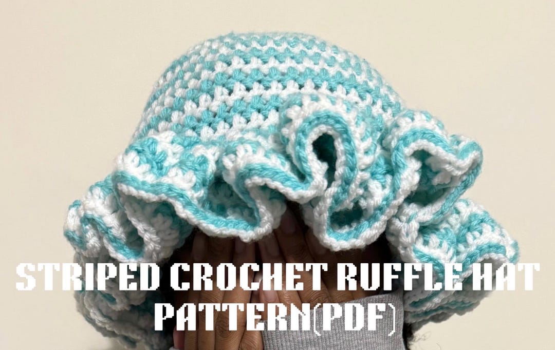 Striped Two-way Coloured Ruffle Hat Crochet Pattern(pdf)- Beginners - Etsy