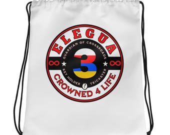 Orisha Elegua White Drawstring Bag, Santeria Yoruba Ifa