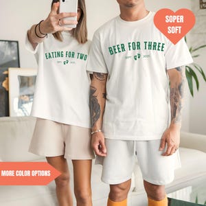 Eating For Two Beer for Three Pregnant Shirt,Funny Pregnancy Announcement Shirt, Pregnancy Reveal Shirt,Baby Announcement Shirts,Baby Reveal