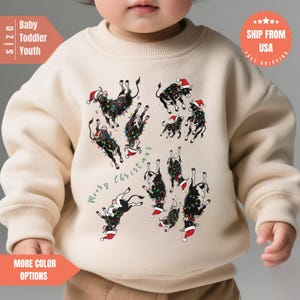 Funny Cow Christmas Toddler Sweatshirt: Funny Farm Holiday Kids Sweater, Moory Christmas Kids Sweater
