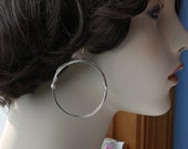Large Dangle Hoop Earrings, Bold Twisted Hoops, Sterling Silver Wire Wrapped Circle Earrings, Silver Hoops, Large Earrings, Lightweight