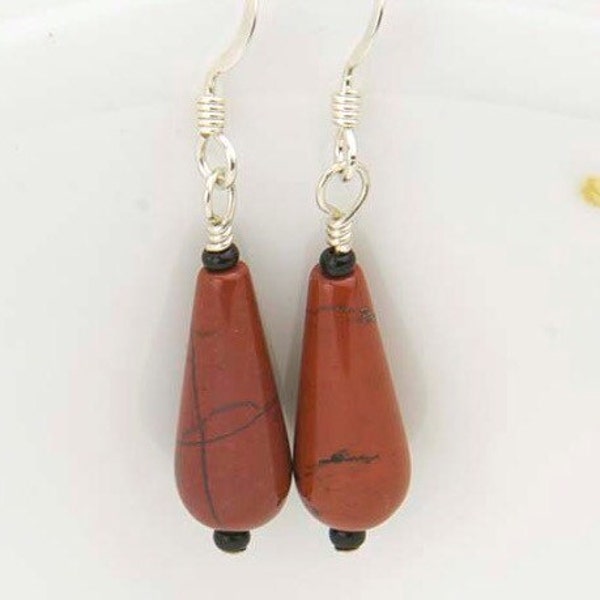 Red Jasper Earrings- Jasper Gemstone Earrings- Root Chakra Jewelry- Rustic Earrings