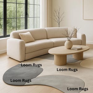 Hand Tufted Irregular Rug Beige Wool Rugs For Living Room 9x12 Rugs For Bedroom Gray 6x9 Rugs Hand made Rugs Custom Area 8x10 Rugs