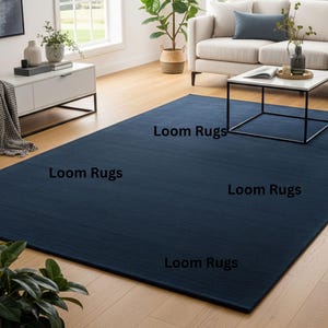 Hand Tufted Rug Solid Blue Wool Area Rug For Livingroom Bedroom Kitchen Nursery Entryway Office 5X8 8X10 9X12 10X14 Custom Rug