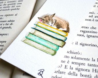 Handpainted cat bookmark, Original Watercolor Custom Bookmark for Cat Lover, Handmade, Unique Bookmark, Gift for readers, cute Kitten Book M