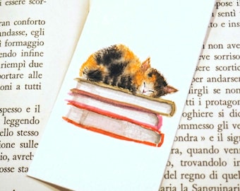 Handpainted Calico Cat bookmark, Original Watercolor Custom Bookmark for Cat Lover, Handmade, Unique Bookmark, Gift for readers, cute Book M