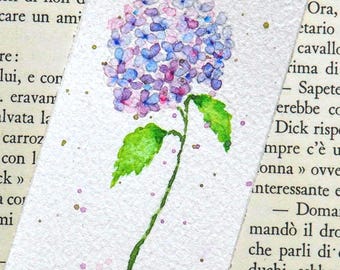 Original watercolor Blue Hydrangea Custom Bookmark for Women, Handmade, Unique Bookmarks, Gift for Her Birthday, Book Mark