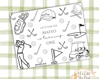 Personalisierte Golf 1. Geburtstag Malseite, Hole in One Party Aktivität (PDF-Download)