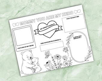 Viel Spaß beim Muttertag! Geschenk für Mama Malseite | Druckbare Handarbeit