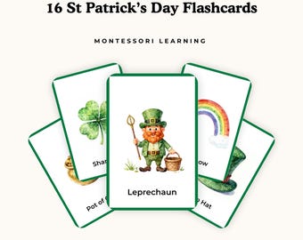 St Patrick's Day Vorschul Karteikarten, Montessori Vokabelkarten, Kleinkind Lernaktivität, Klassenzimmer Homeschool Printable