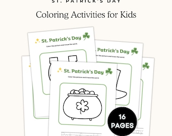 St Patrick's Day Malvorlagen, Vorschul und Kindergarten Ausmalbilder (Digitaler Download)