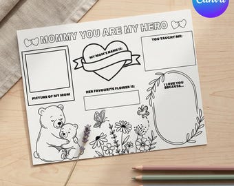 Personalisierte Muttertag Malseite, Benutzerdefinierte Ausfüllen Arbeitsblatt (Digitaler Download)