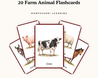 Bauernhof Tiere Karteikarten für Vorschule und Kindergarten | Montessori Kleinkind Vokabelkarten | Sofort Download