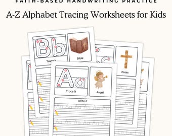 Christliches Alphabet Arbeitsblätter für Vorschule und Kindergarten, ABC Schrift lernen druckbar (PDF-Download)