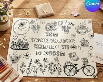 Personalisierte Muttertagsmalaktivität für Kinder | Benutzerdefinierte Seite