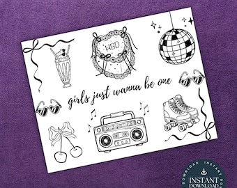 Mädchen wollen nur eins Geburtstag Malseite, Schleife 1.Geburtstag Aktivität Blatt, kokett Geburtstag Dekoration (Instant Download)