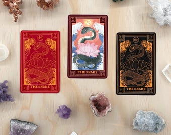 Snake Zodiac Tarot Sticker Waterproof Chinese New Year Sticker for Decor 2025 Lunar New Year Vinyl Sticker Snake Die-Cut Sticker Snake Tarot