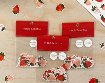 Strawberry Waterproof Stickers for Water Bottles Decor Strawberry Fruit Theme Stationery Strawberry Stickers Gifts for Kids Laptop Decor